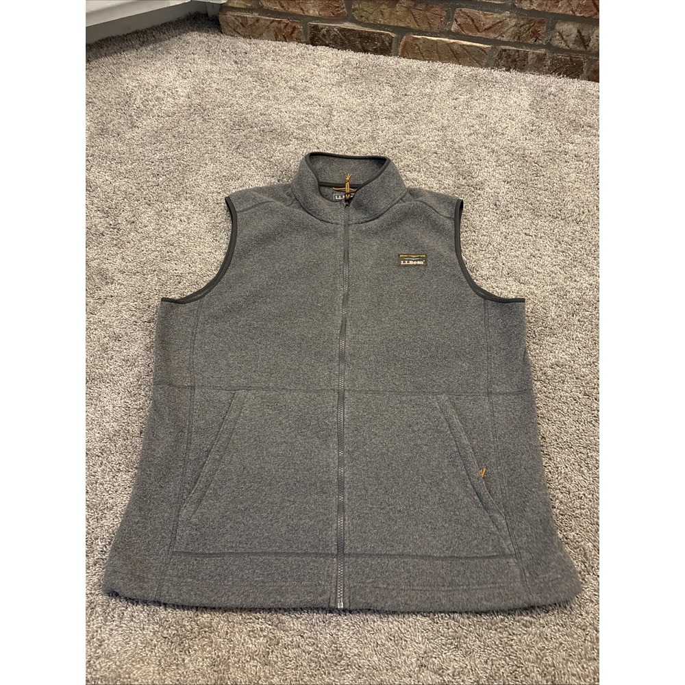 LL Bean Mountain Classic Fleece Cozy Vest Mens XL Tall Grey Zip Pockets Gorpcore